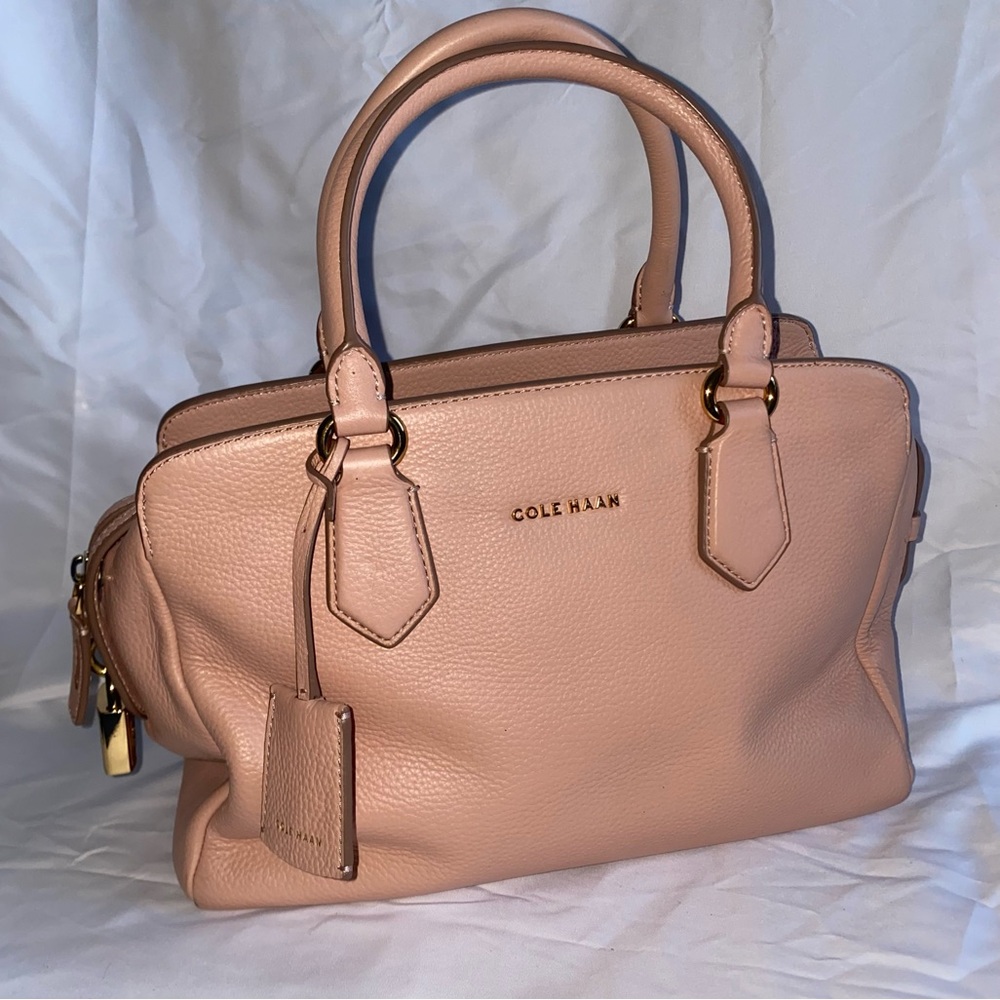 Cole Haan Dorset Leather Satchel Pink With Gold Hardwares Missing Long Strap